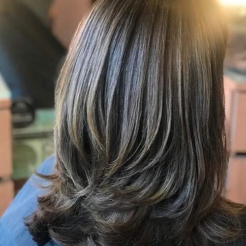 step hair cut with setting